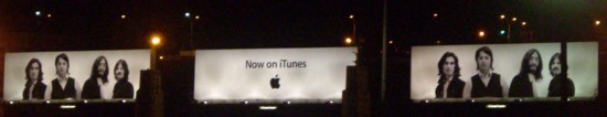 iTunes Lincoln Tunnel Beatles billboards at night iTunes Lincoln Tunnel Beatles billboards at night