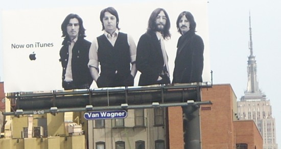 Apple iTunes Beatles billboard NYC with the Empire State Building in the background1