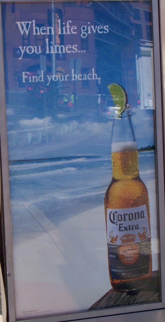 Corona Extra phone booth billboard close-up